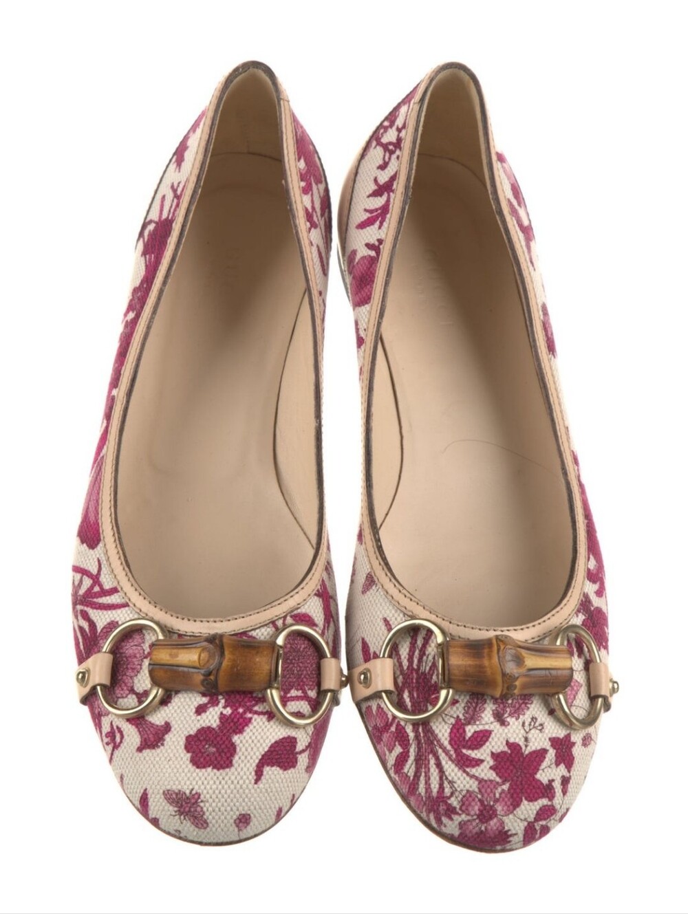 Gucci Horsebit Accent Canvas Ballet Flats